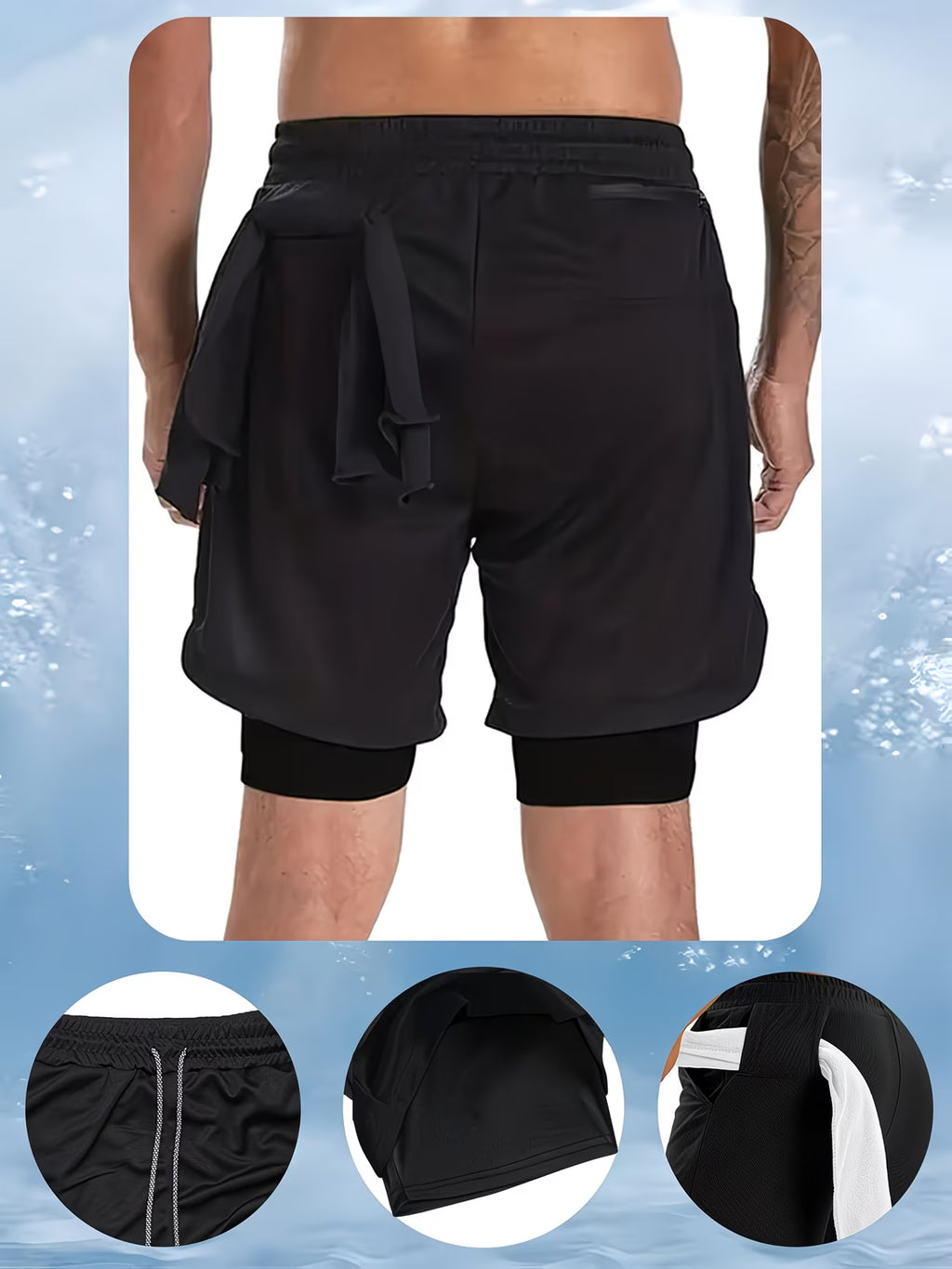 Short-Sleeve Top + Double-Layer Athletica Shorts